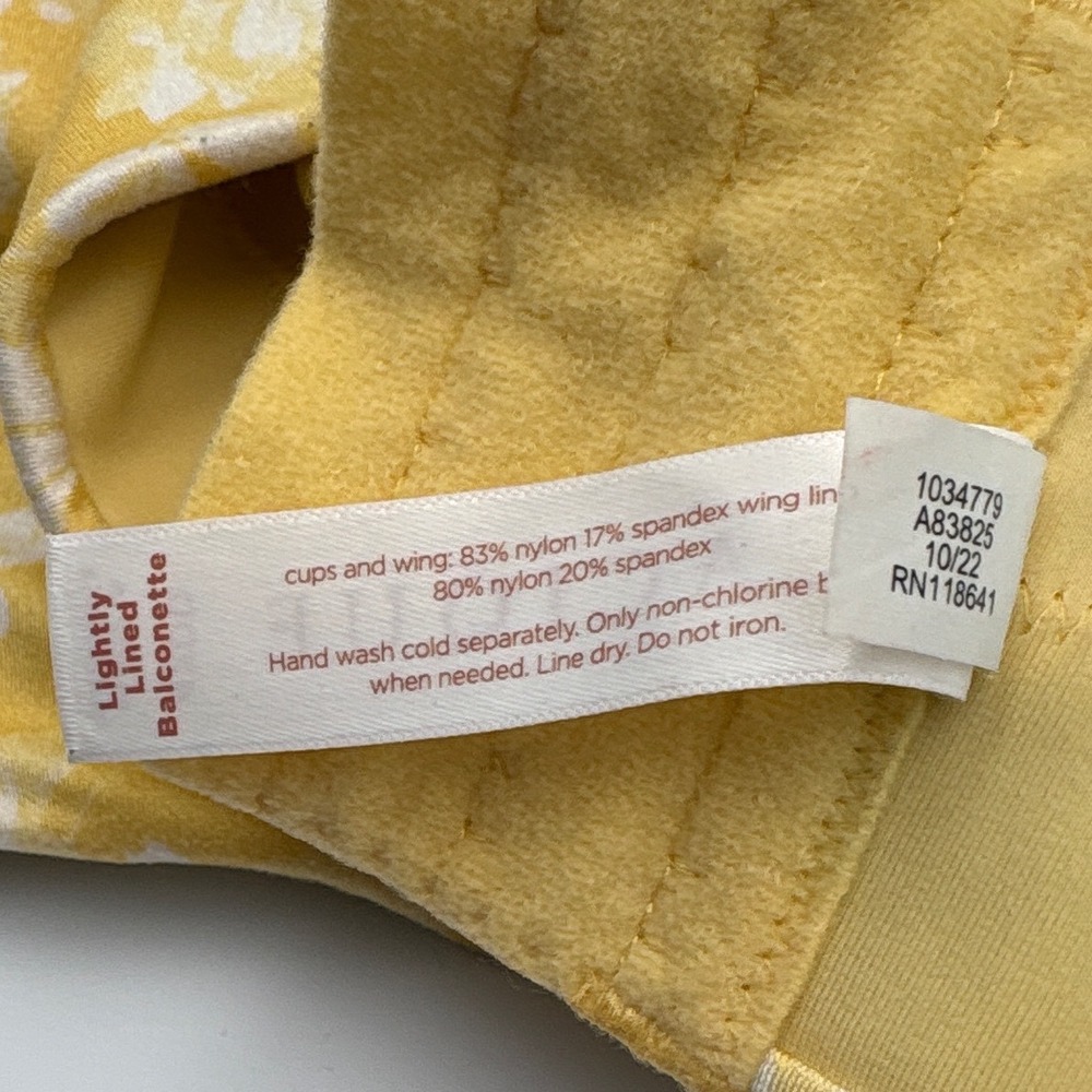 Cacique Yellow Floral Lightly Lined Balconette Bra 42DD Underwire Adjustable - Picture 8 of 10
